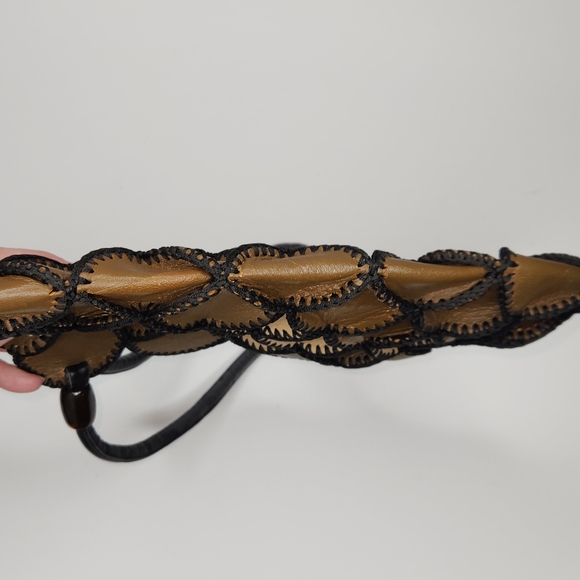 ALDO Artisan Boho Vibe Brown & Cream Faux Leather Handbag - Picture 3 of 8